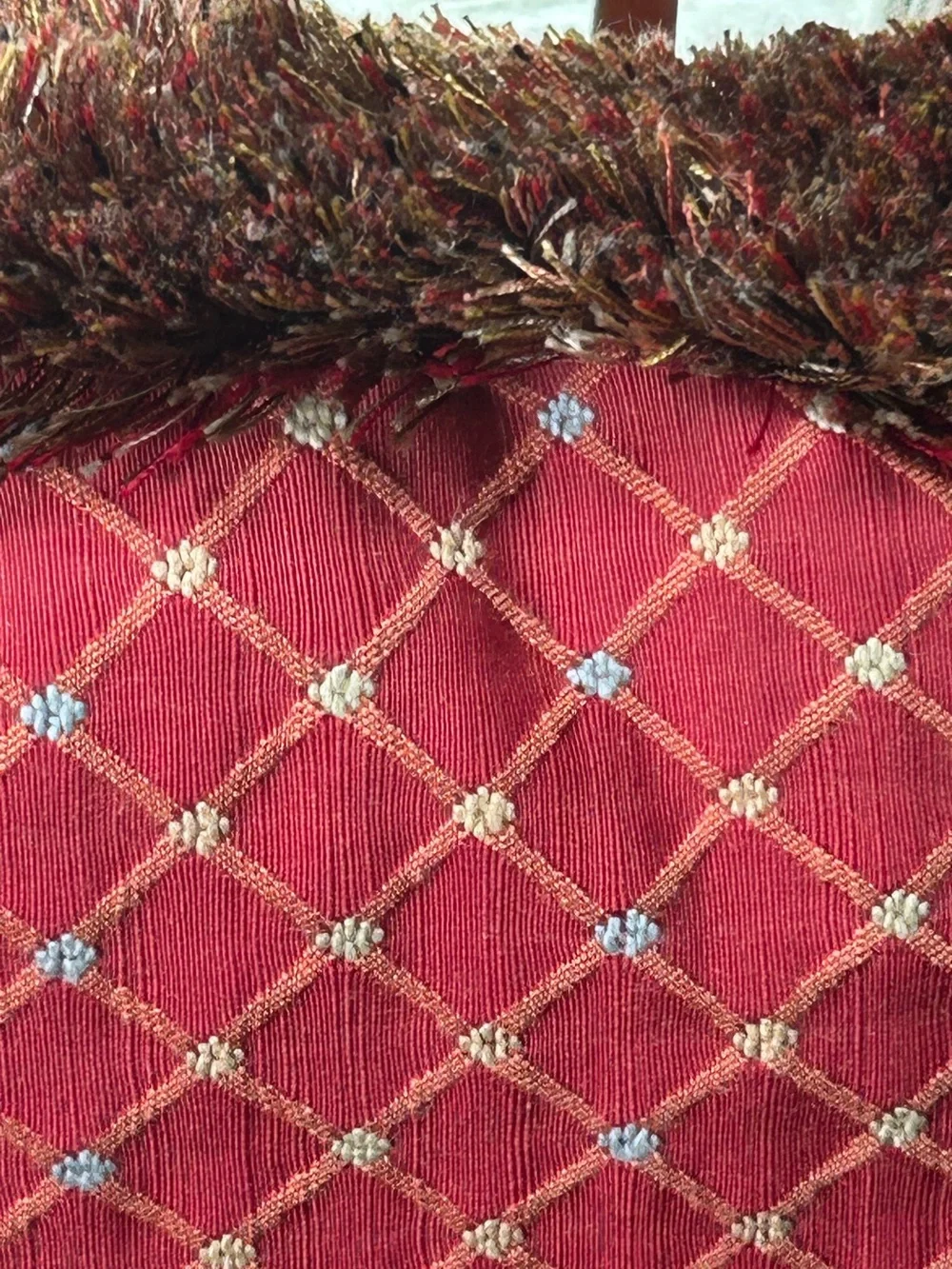 Ethan Allen Diamond Pillow Vintage Country Club Traditional Pillow Brush Fringe